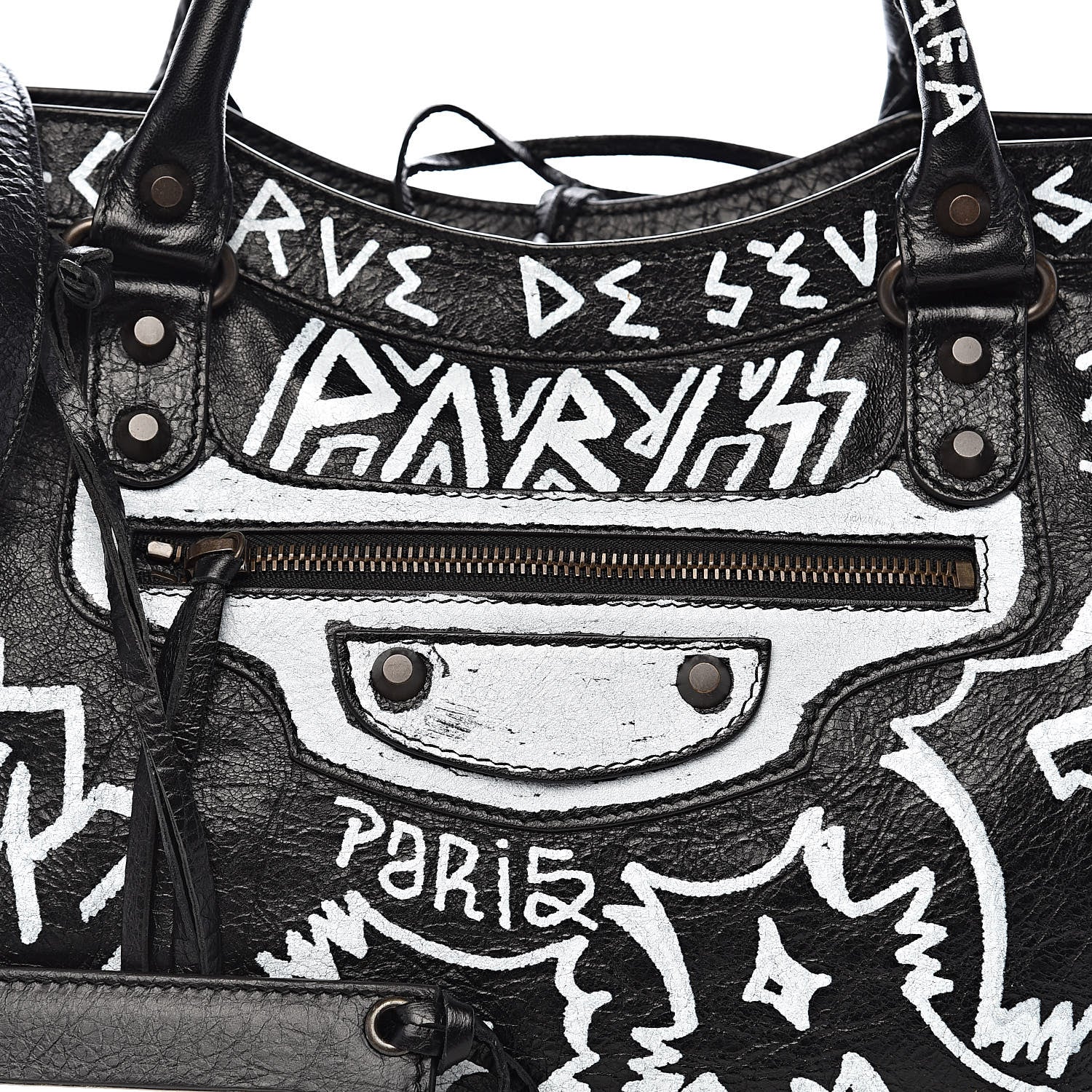 Balenciaga Agneau Arena Graffiti All Over Classic Hardware City Black White 10 of 10