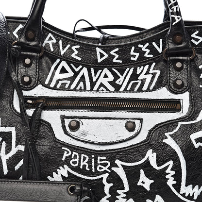 Balenciaga Agneau Arena Graffiti All Over Classic Hardware City Black White 10 of 10