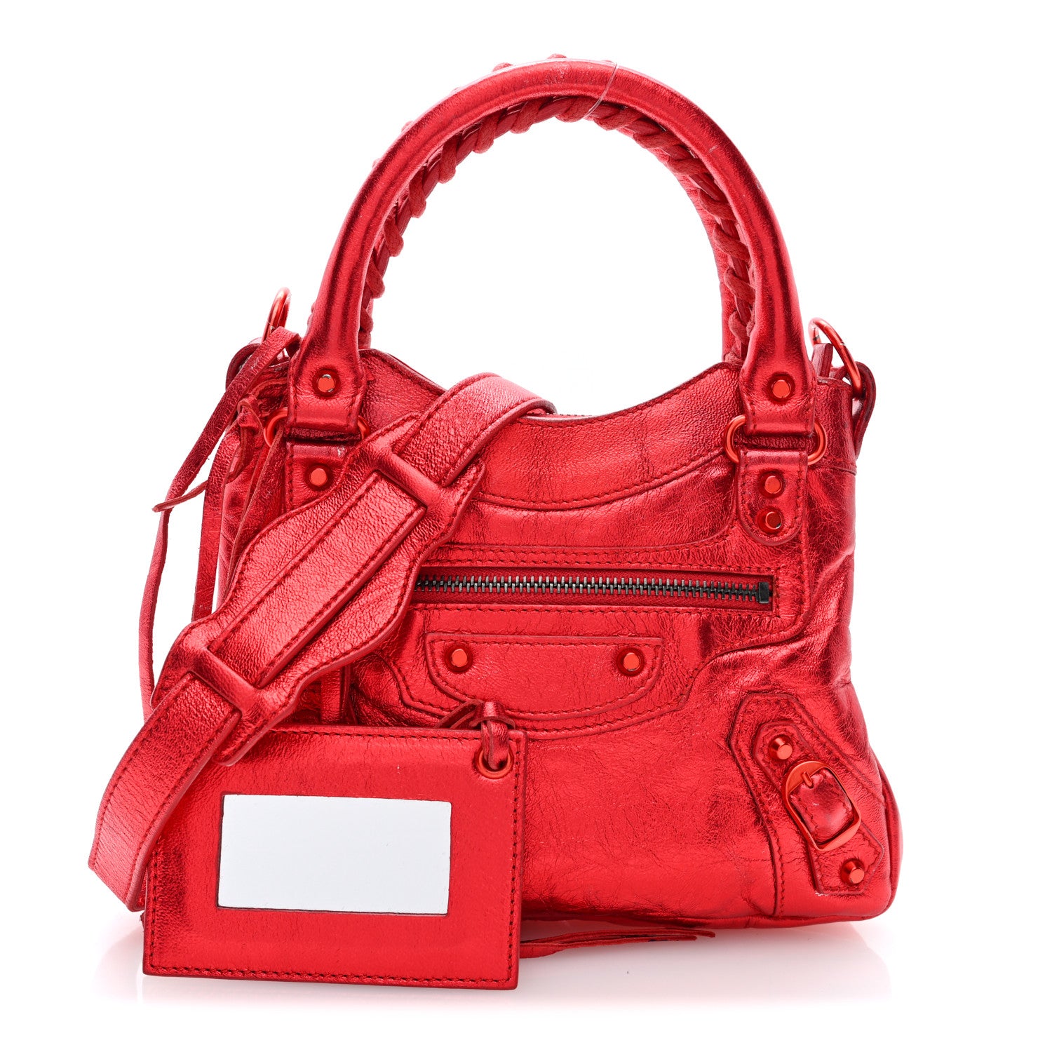 Balenciaga Metallic Chevre Classic Hardware Mini Classique First Red 2 of 9