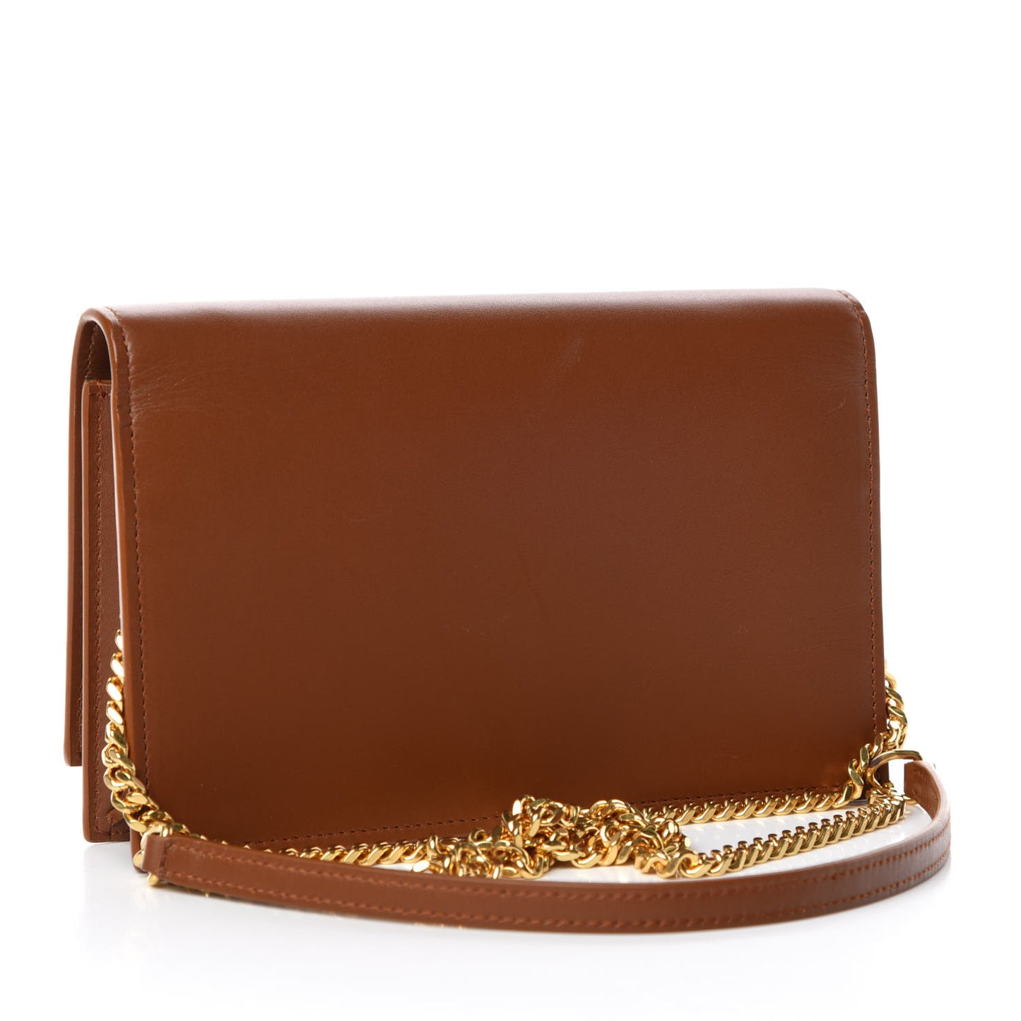 Smooth Calfskin Classic Monogram Kate Tassel Chain Wallet Brown