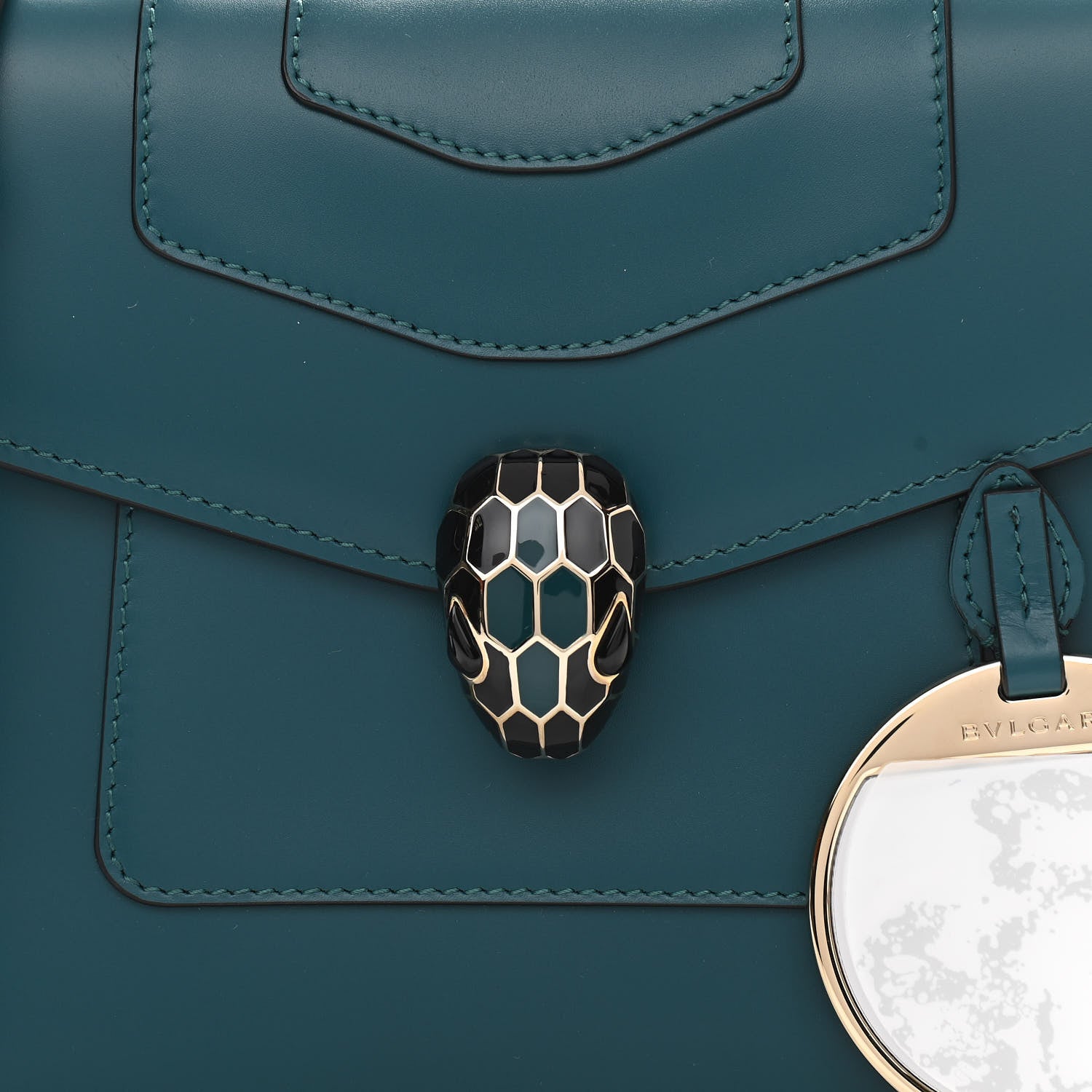 Bulgari Calfskin Serpenti Forever Top Handle Blue 8 of 11