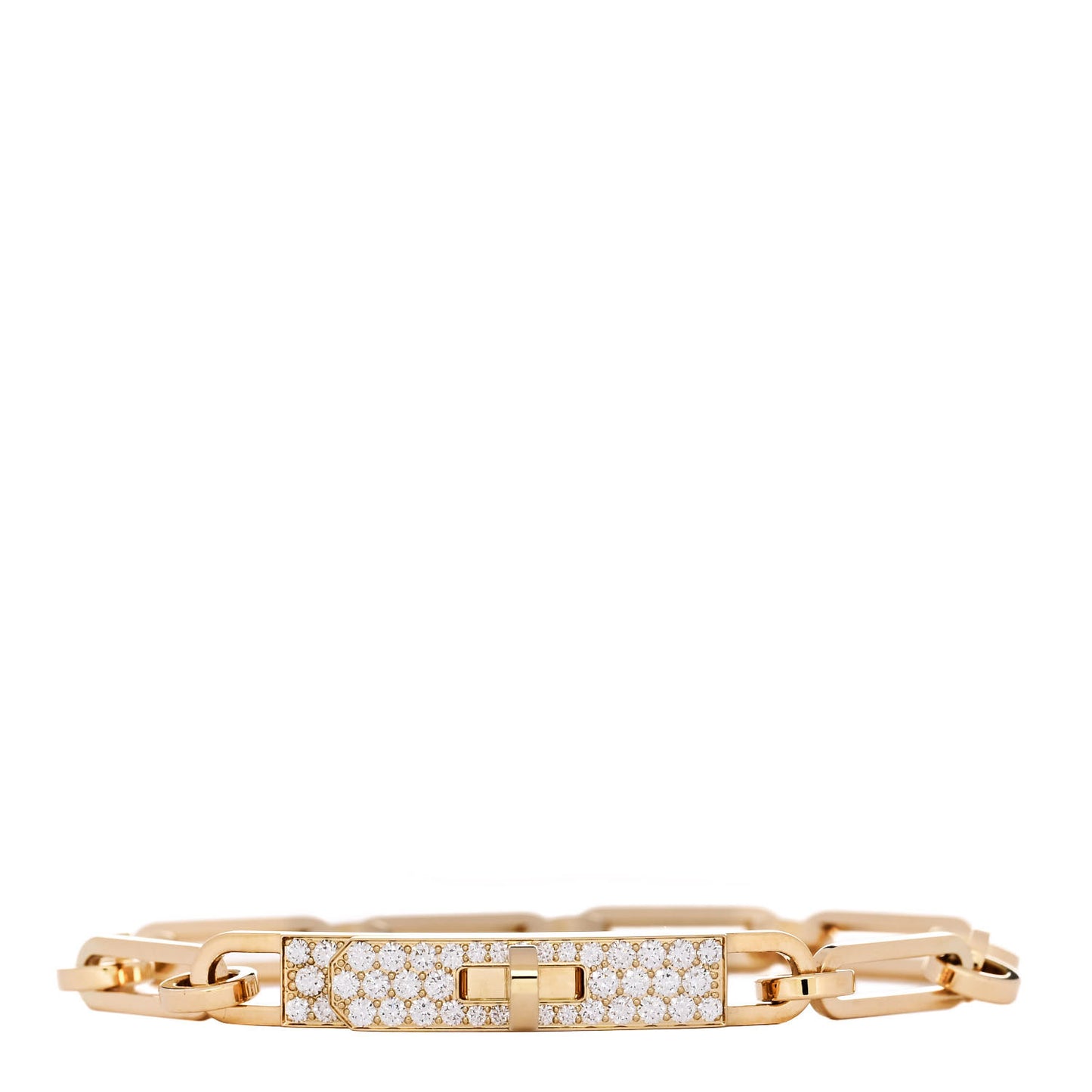 18K Yellow Gold Diamond Pave PM Kelly Chaine Bracelet XS