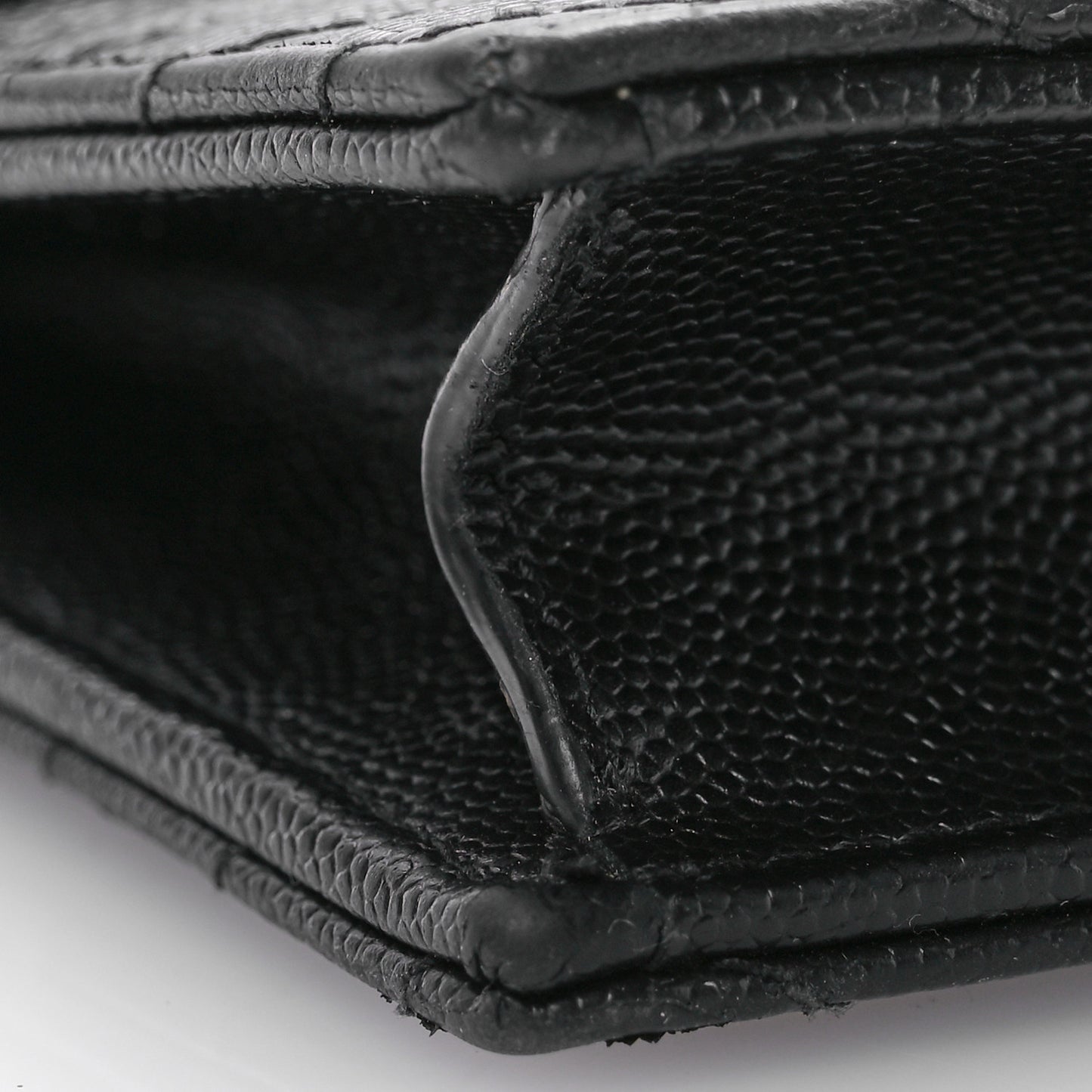 Grain De Poudre Matelasse Chevron Monogram Envelope Chain Wallet Black