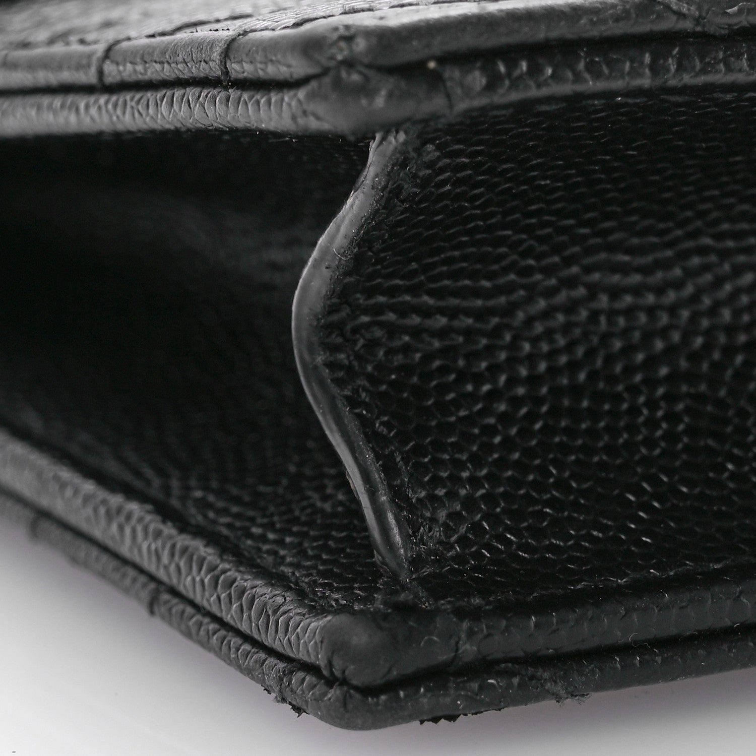 Saint Laurent Grain De Poudre Matelasse Chevron Monogram Envelope Chain Wallet Black 10 of 11