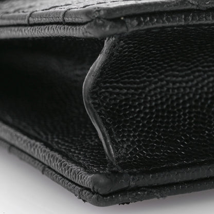 Saint Laurent Grain De Poudre Matelasse Chevron Monogram Envelope Chain Wallet Black 10 of 11