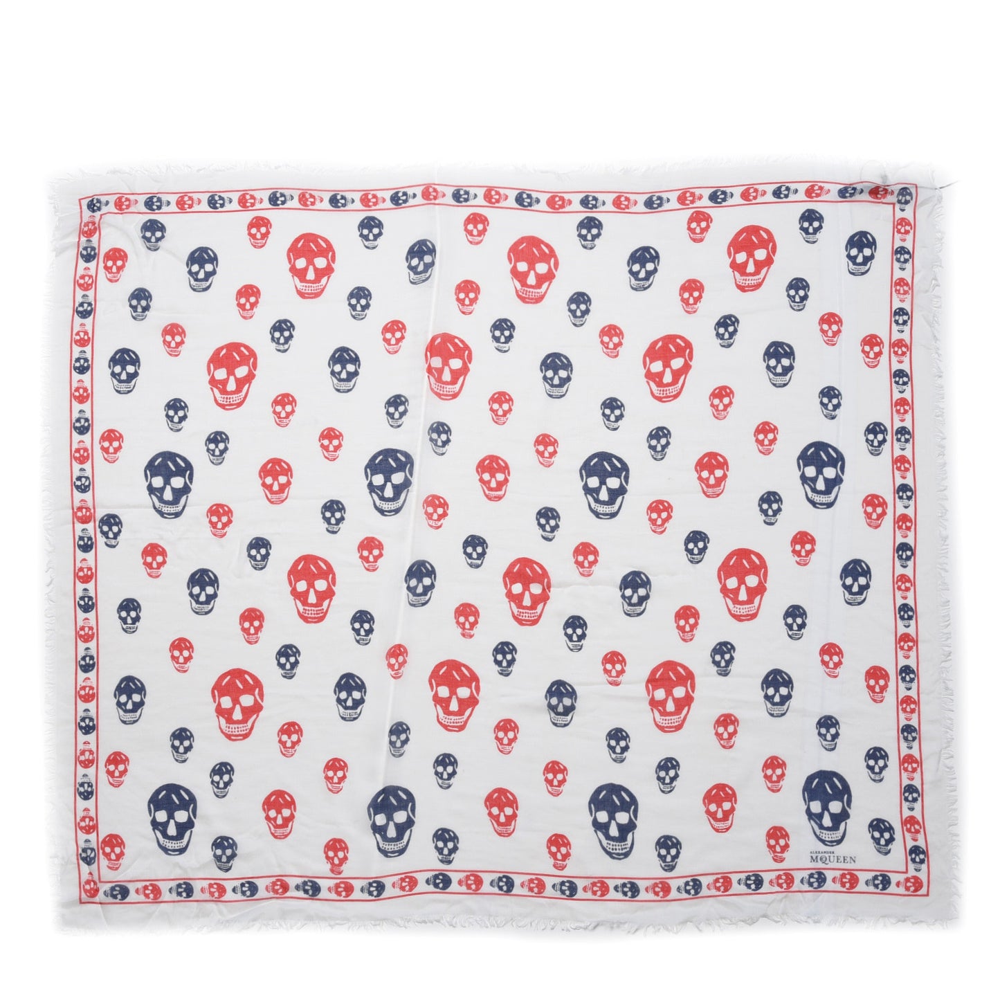 Modal Silk Bicolor Skull Scarf White