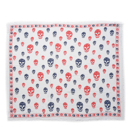 Alexander McQueen Modal Silk Bicolor Skull Scarf White 3 of 6