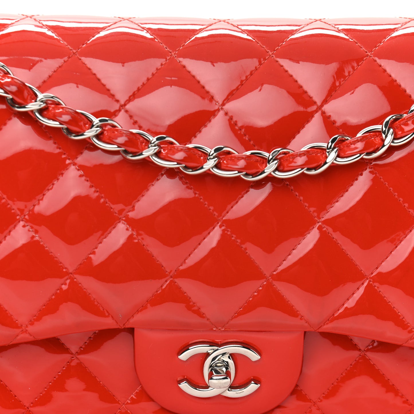 Patent Quilted Jumbo Double Flap Red