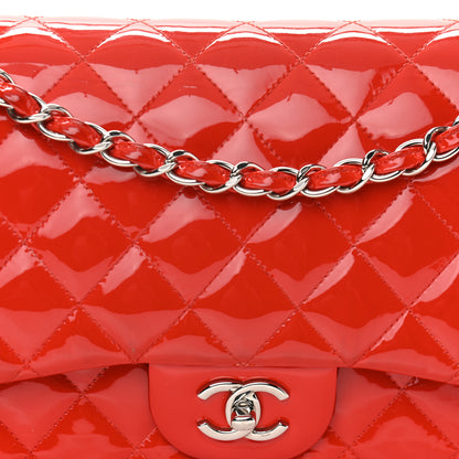 Chanel Patent Quilted Jumbo Double Flap Red 8 of 11