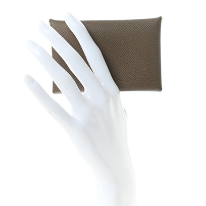 Hermes Epsom Calvi Card Case Etoupe 2 of 10