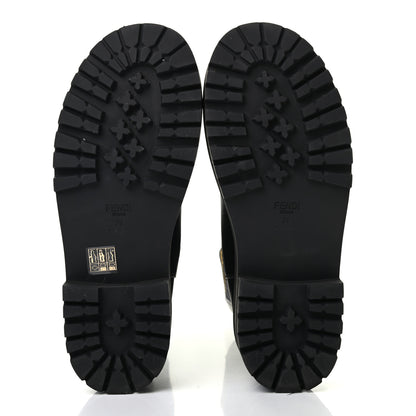 Fendi Vitello Stretch Fabric Logo Tape Rockoko Promenade 50mm Biker Boots 37 Black Yema 5 of 6