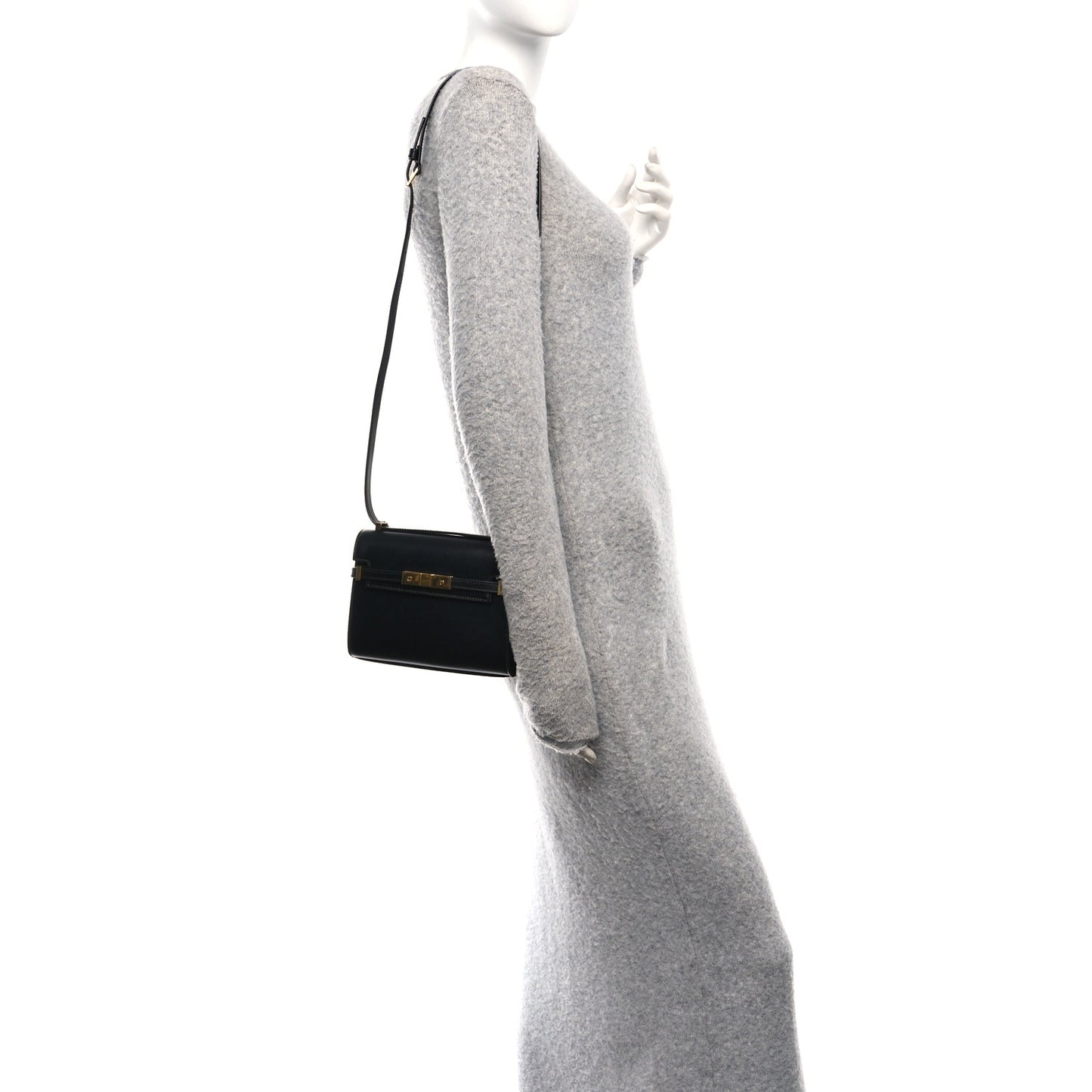Smooth Calfskin Mini Manhattan Shoulder Bag Black