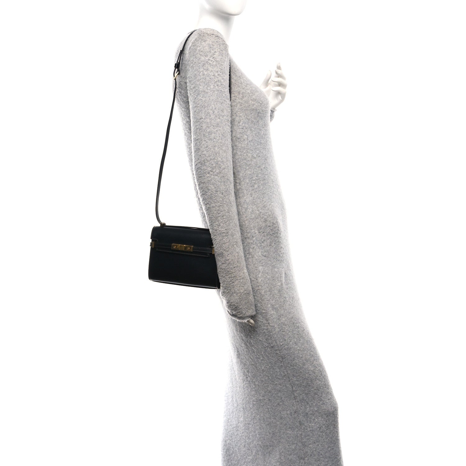 Saint Laurent Smooth Calfskin Mini Manhattan Shoulder Bag Black 2 of 10