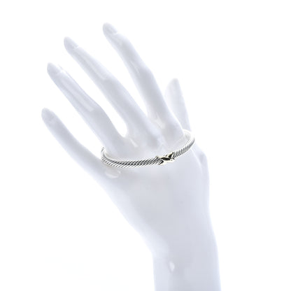David Yurman Sterling Silver 14K Yellow Gold 5mm X Station Cable Bracelet 2 of 5