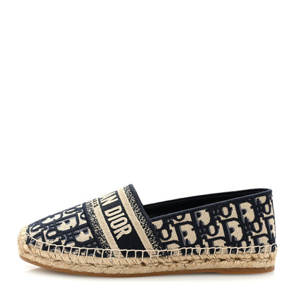 Christian Dior Oblique Embroidered Granville 15mm Espadrilles 38 Deep Blue 1 of 8