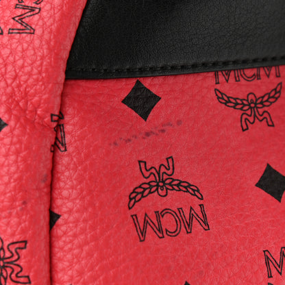 MCM Visetos Studded Colorblock Small Stark Brock Backpack Coral Black 10 of 11
