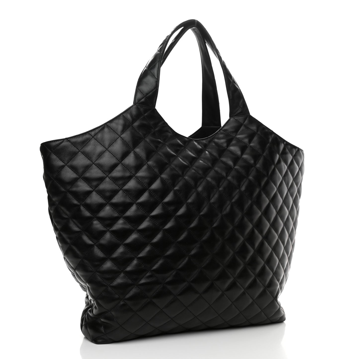 Lambskin Quilted Maxi Icare Shopping Tote Black