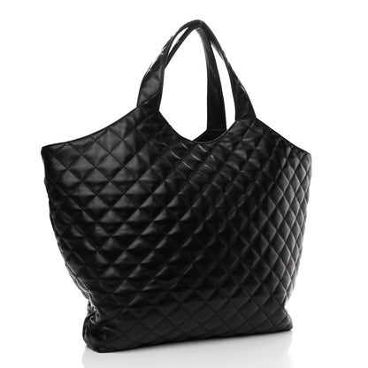 Saint Laurent Lambskin Quilted Maxi Icare Shopping Tote Black 4 of 11
