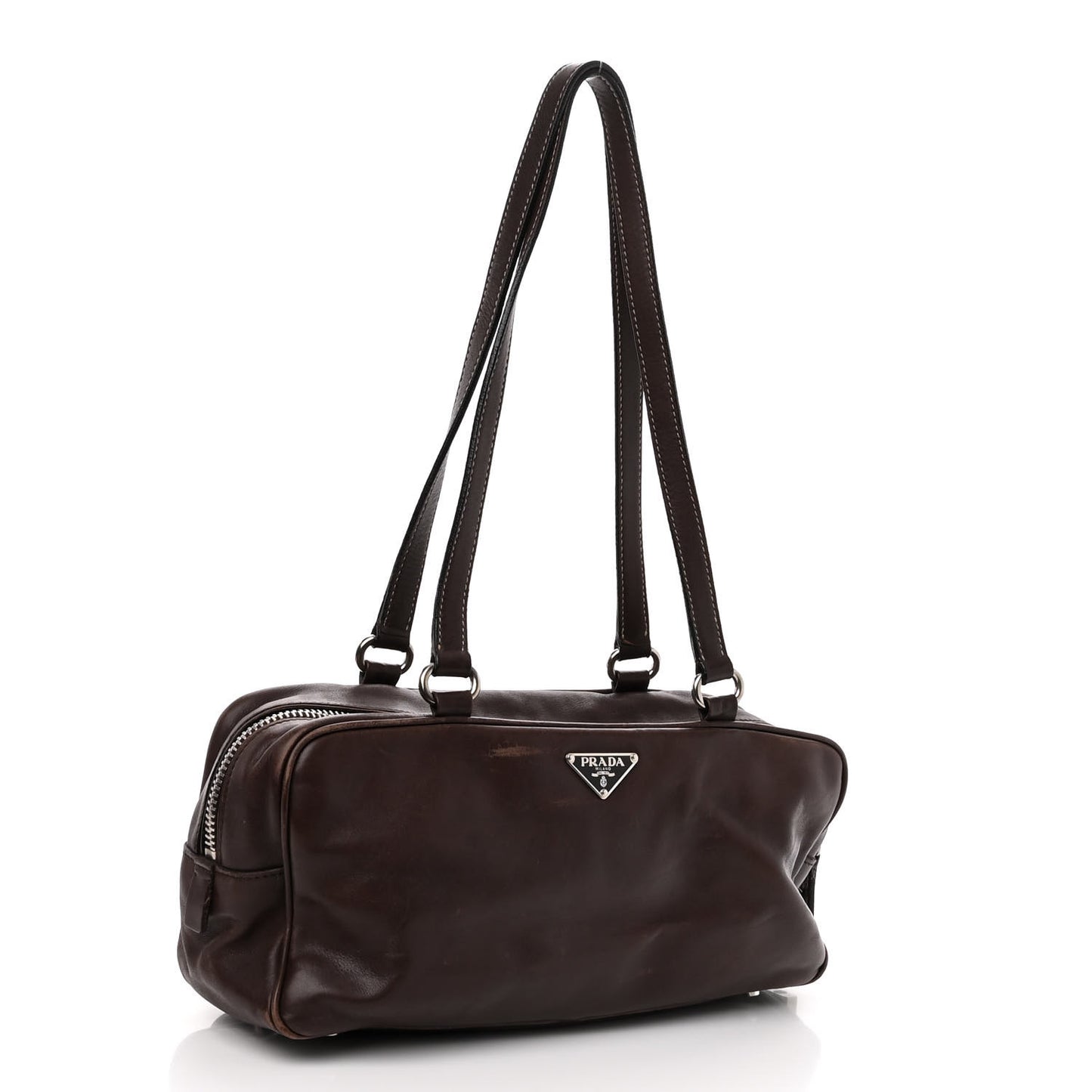 Soft Calf Push Lock Pocket Shoulder Bag Brown