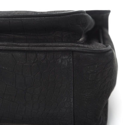 Saint Laurent Nubuck Crocodile Embossed Monogram Medium Niki Chain Satchel Black 12 of 14