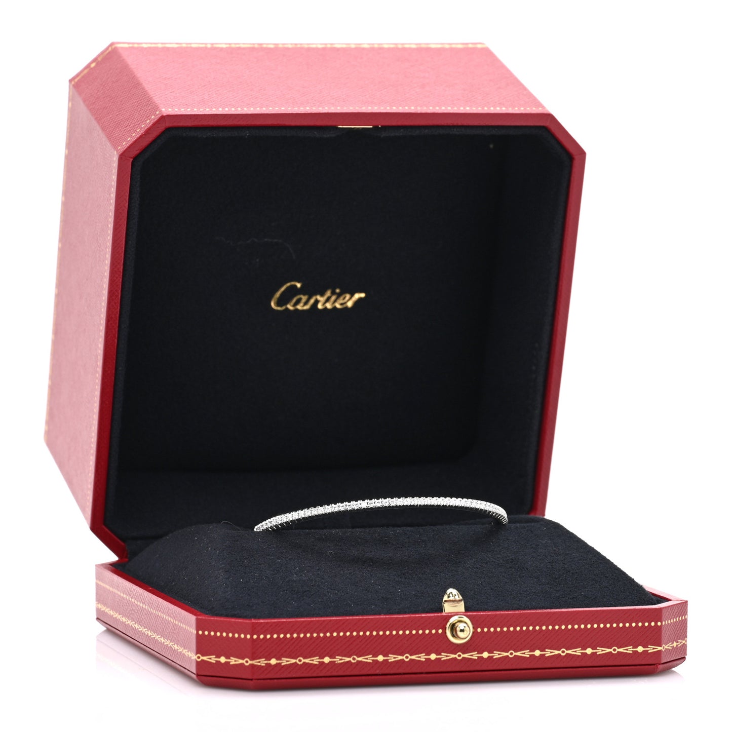 18K White Gold Diamond Etincelle de Cartier Bangle Bracelet 17