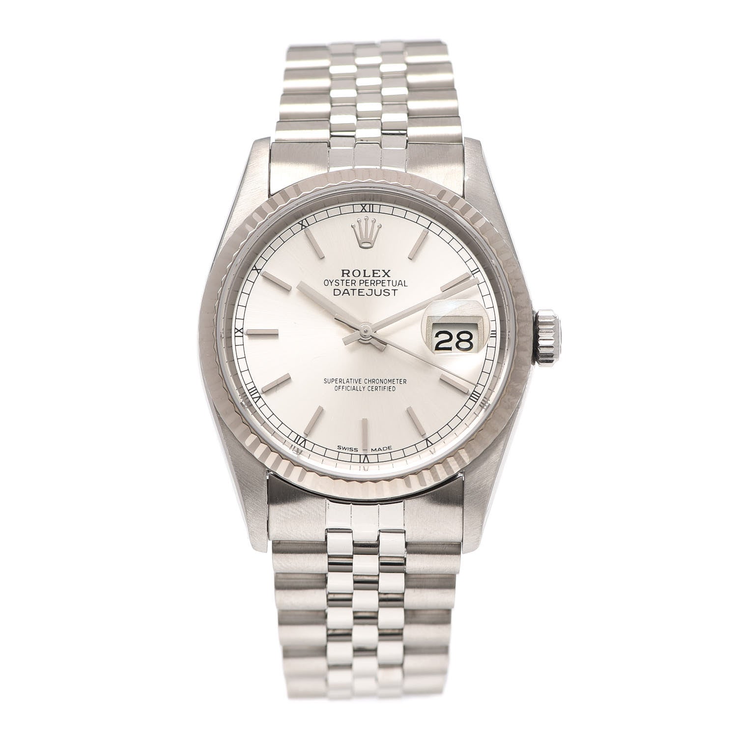 Rolex Stainless Steel 18K White Gold 36mm Oyster Perpetual Datejust Watch Silver 16234 1 of 5