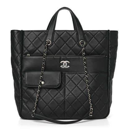 Chanel Calfskin Quilted Ultra Pocket Shopping Tote Black 1 of 8