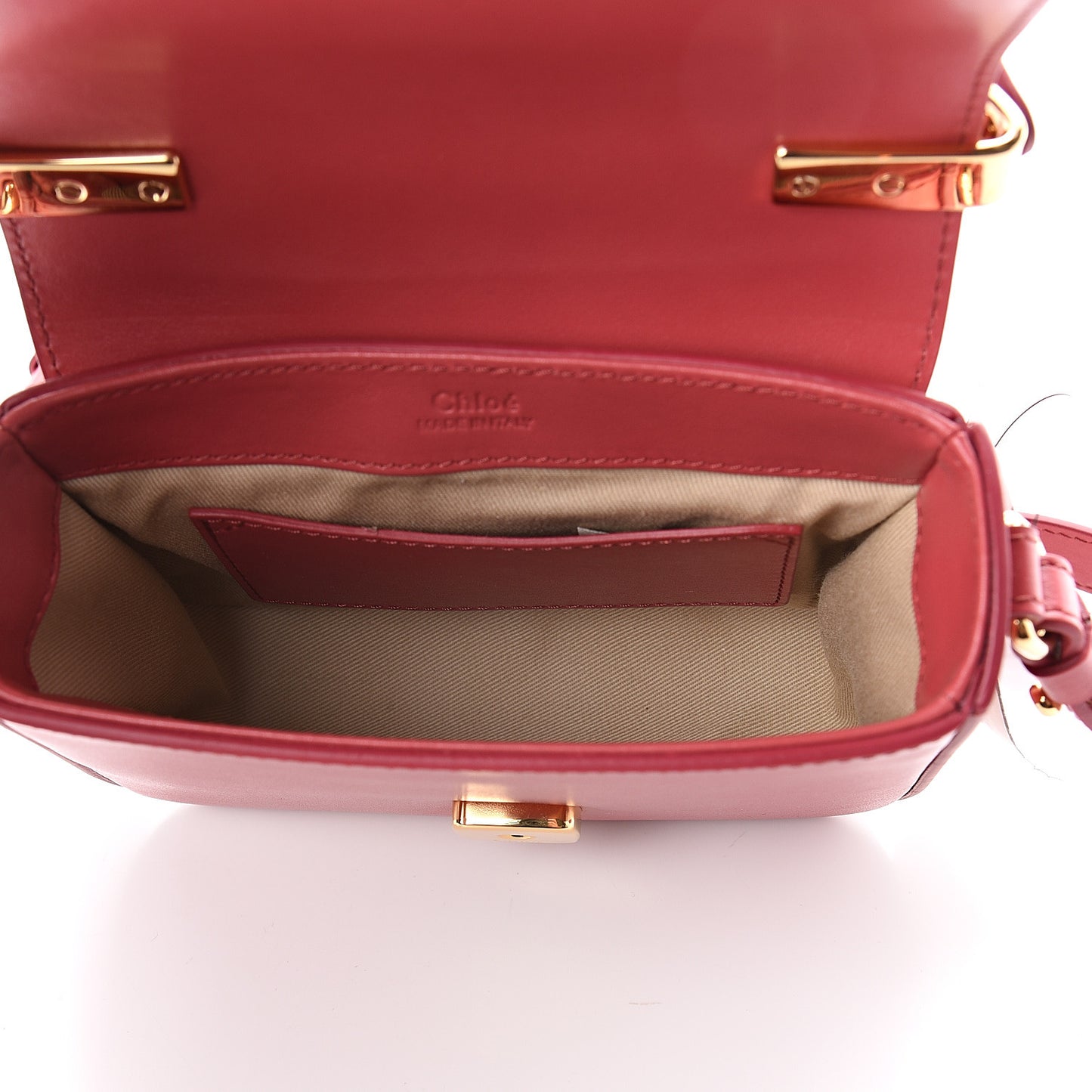 Shiny Calfskin Suede Mini C Double Carry Scarlet Pink