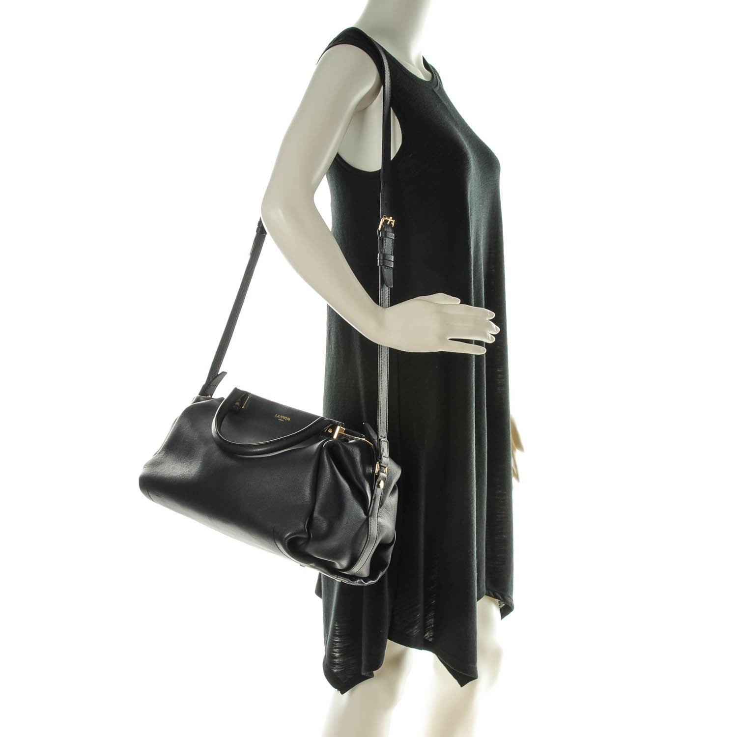 Lanvin Goatskin Trilogy Bowling Bag Midnight Blue 2 of 8