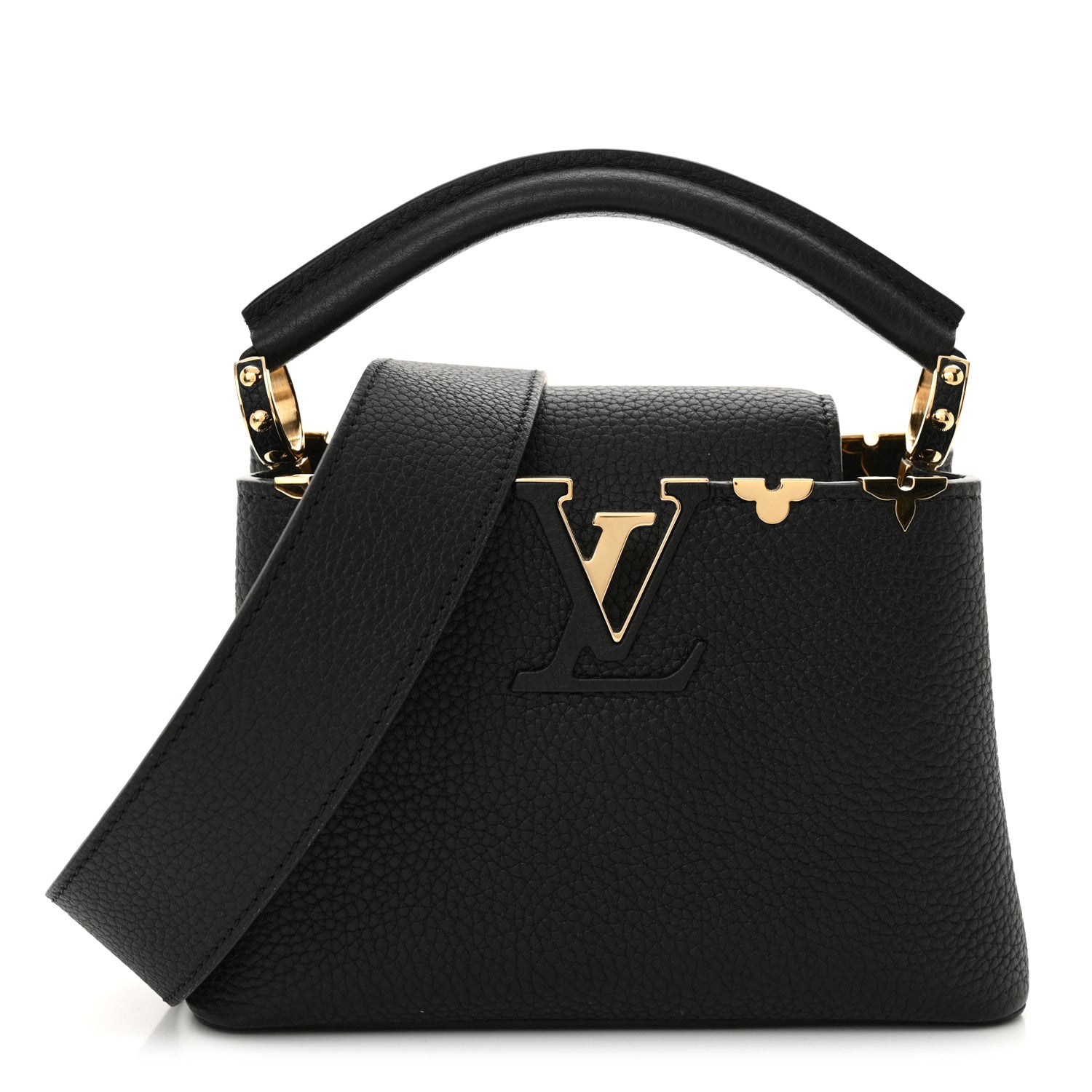 Louis Vuitton Taurillon Embellished Flower Crown Capucines Mini Black 1 of 9