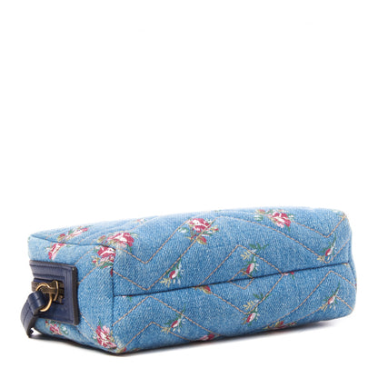 Gucci Denim Matelasse Flora GG Marmont Cosmetic Case Blue 3 of 9
