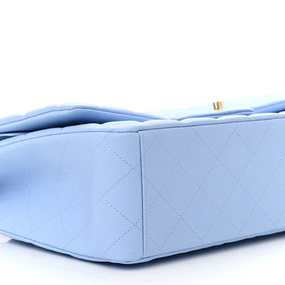 Chanel Caviar Quilted Maxi Double Flap Light Blue 9 of 11