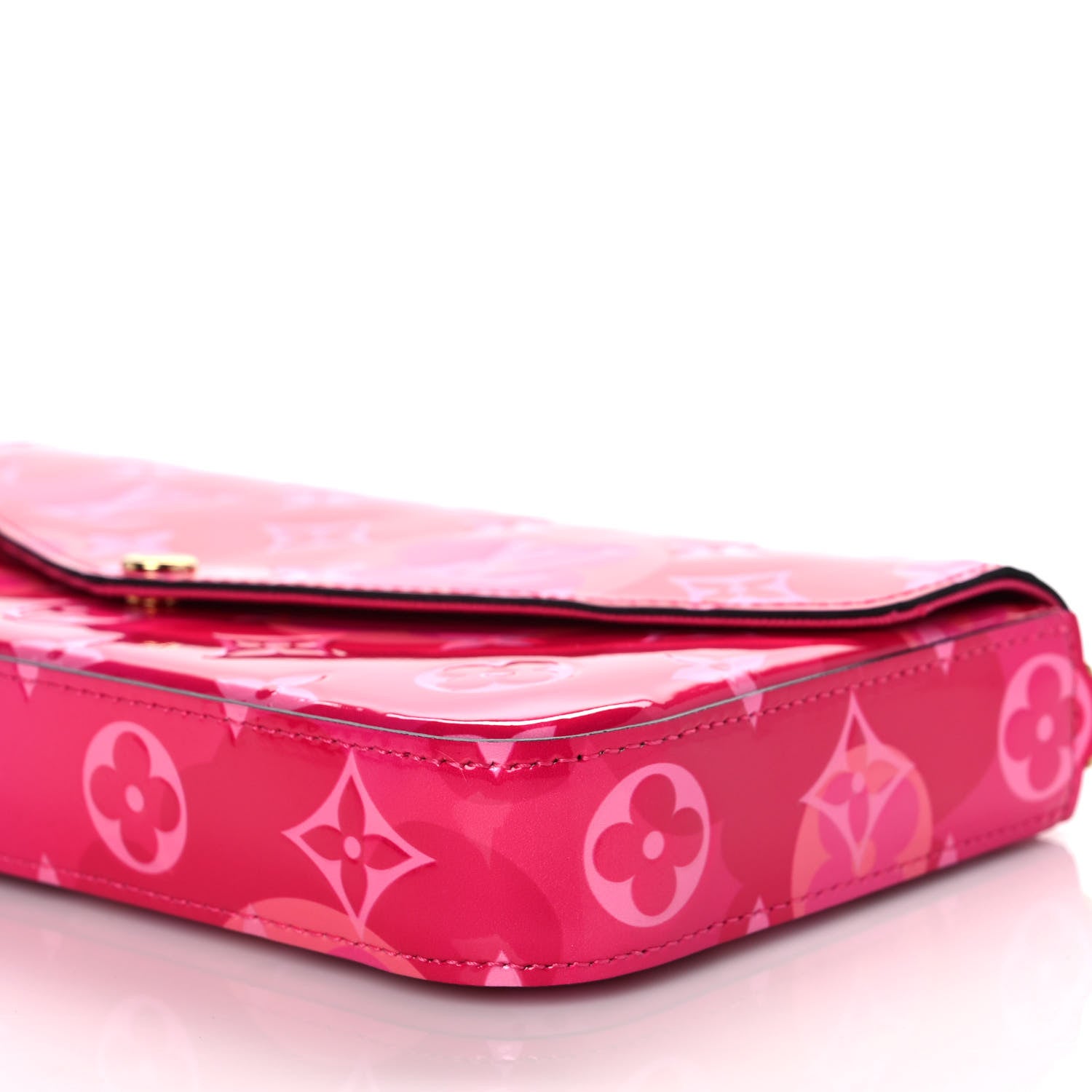 Louis Vuitton Vernis Valentine Pochette Felicie Chain Wallet Fuchsia 11 of 12