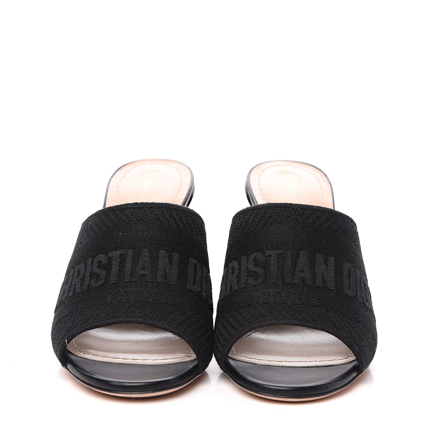 Christian Dior Cotton Embroidered Dway 85mm Slide Sandals 35 Black 2 of 10