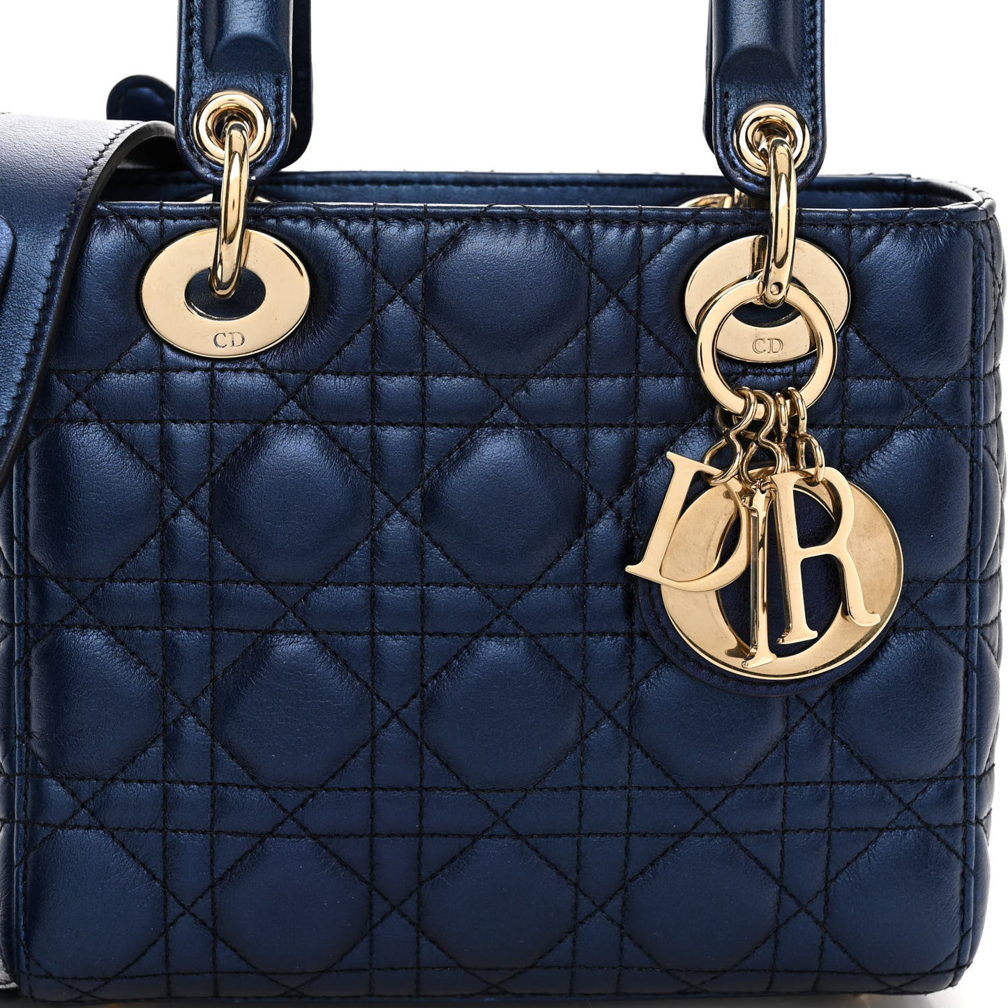 Metallic Lambskin Cannage Small My ABCDior Lady Dior Blue