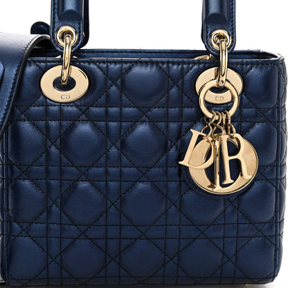 Christian Dior Metallic Lambskin Cannage Small My ABCDior Lady Dior Blue 7 of 9