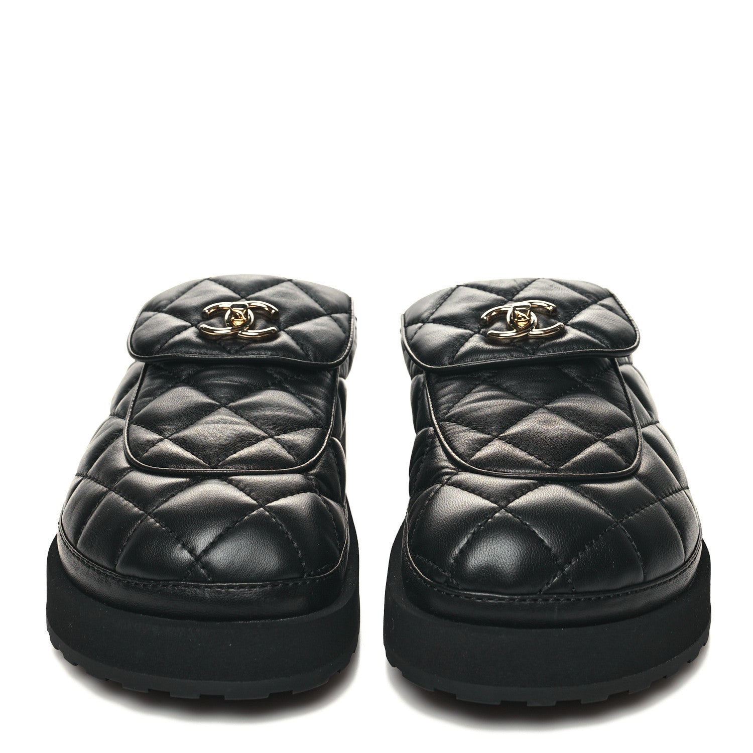 Chanel Lambskin Quilted CC Turnlock Mules 39.5 Black 2 of 8