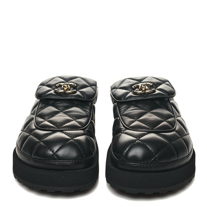 Chanel Lambskin Quilted CC Turnlock Mules 39.5 Black 2 of 8