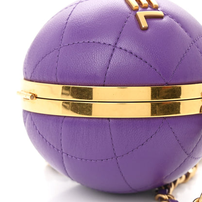 Chanel Lambskin CC Minaudiere Sphere Chain Clutch Purple 9 of 9