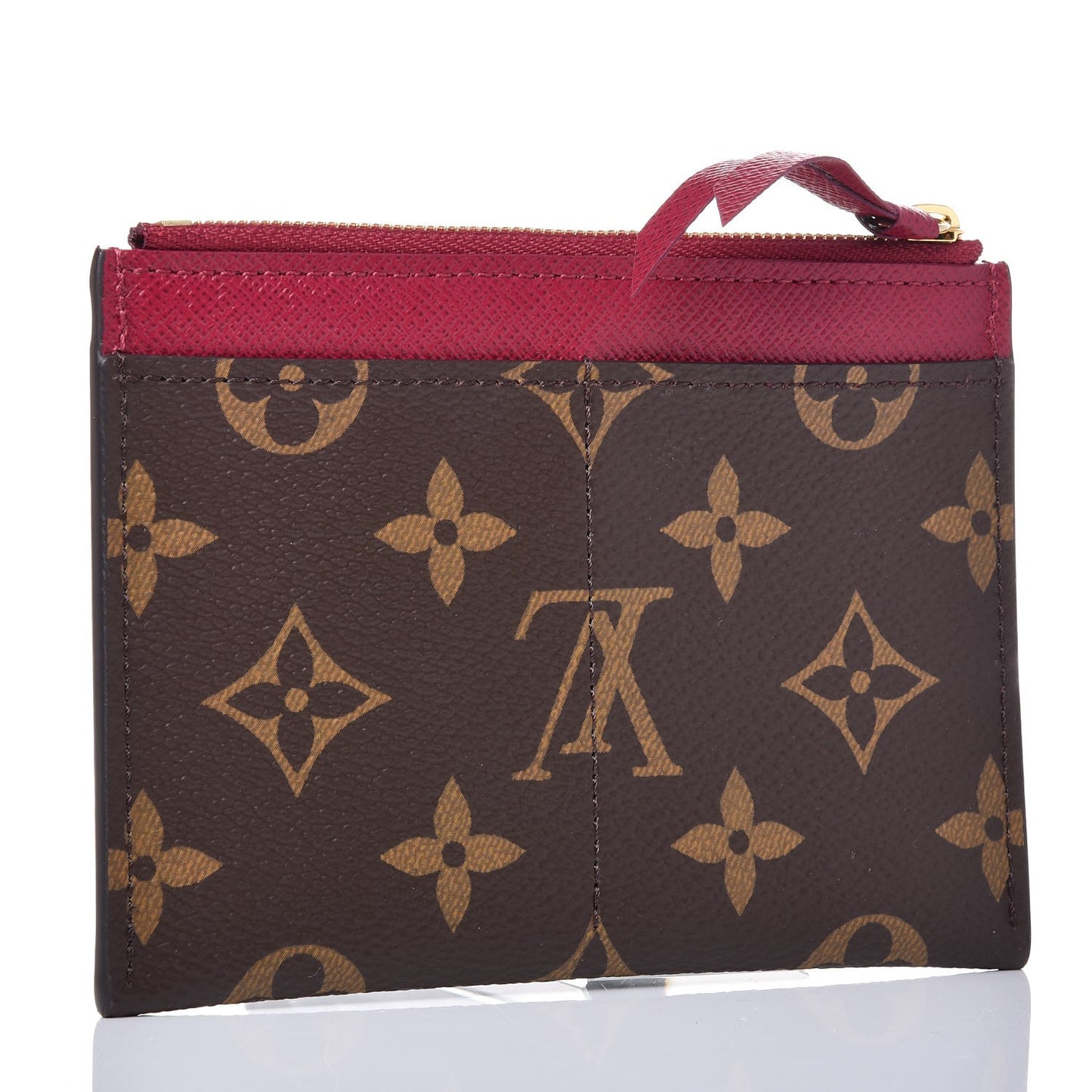 Monogram Zipped Card Holder Fuchsia