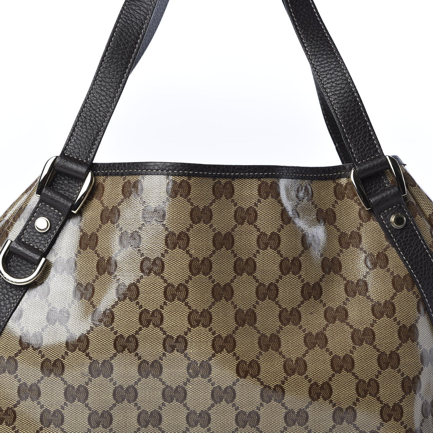 Crystal Monogram Medium Abbey Shoulder Bag Dark Brown