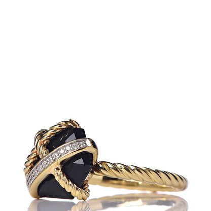 David Yurman 18K Yellow Gold Diamond Black Onyx 10mm Cable Wrap Ring 53 6.25 3 of 5
