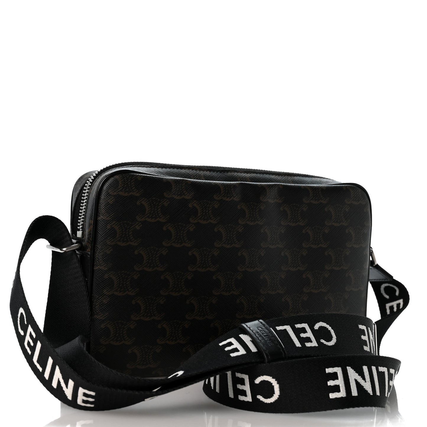Triomphe Canvas Medium Horizontal Messenger Bag Black