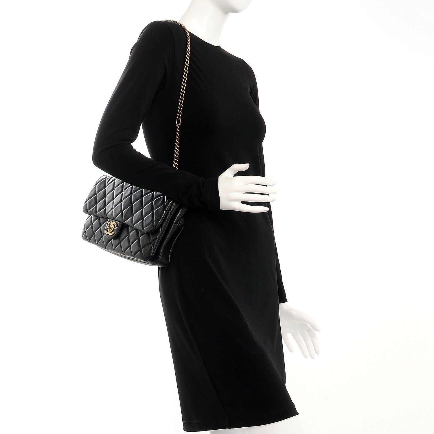 Chanel Calfskin Quilted Medium CC Crown Flap Black 2 of 7