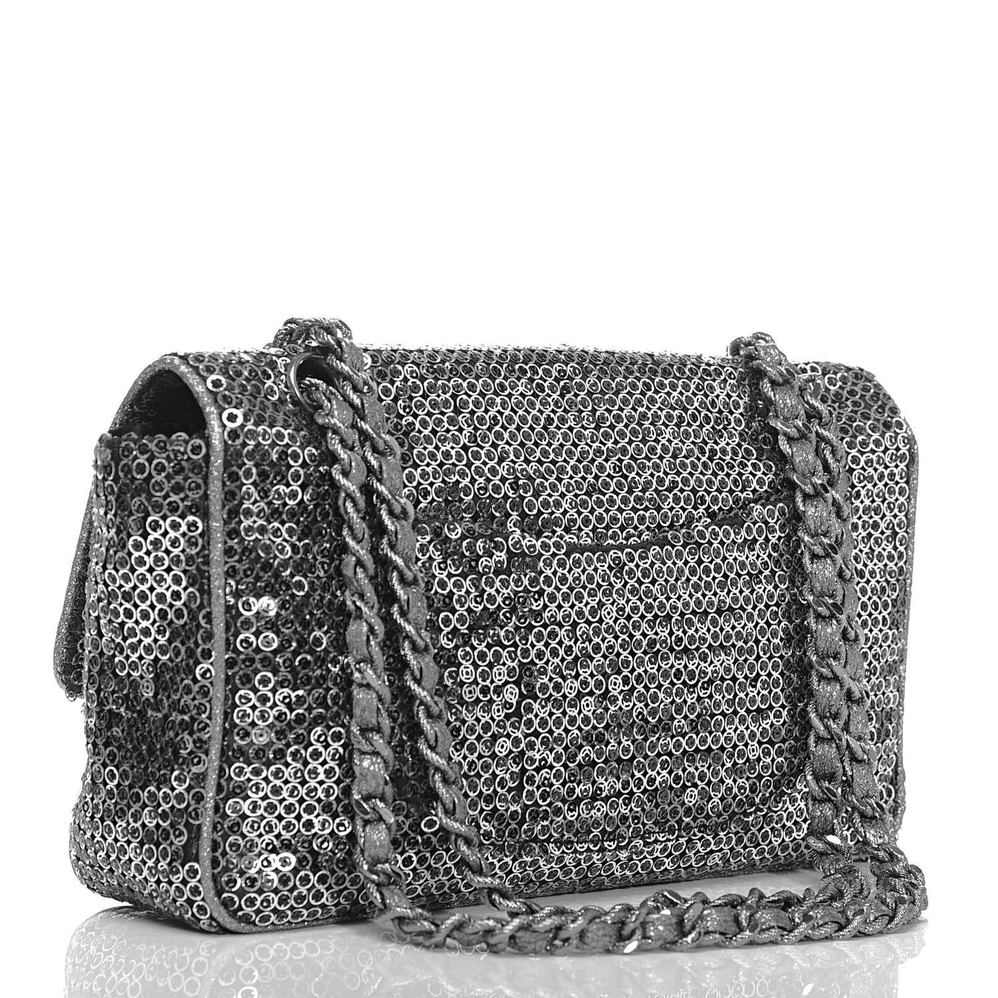 Sequin East West Flap Dark Silver