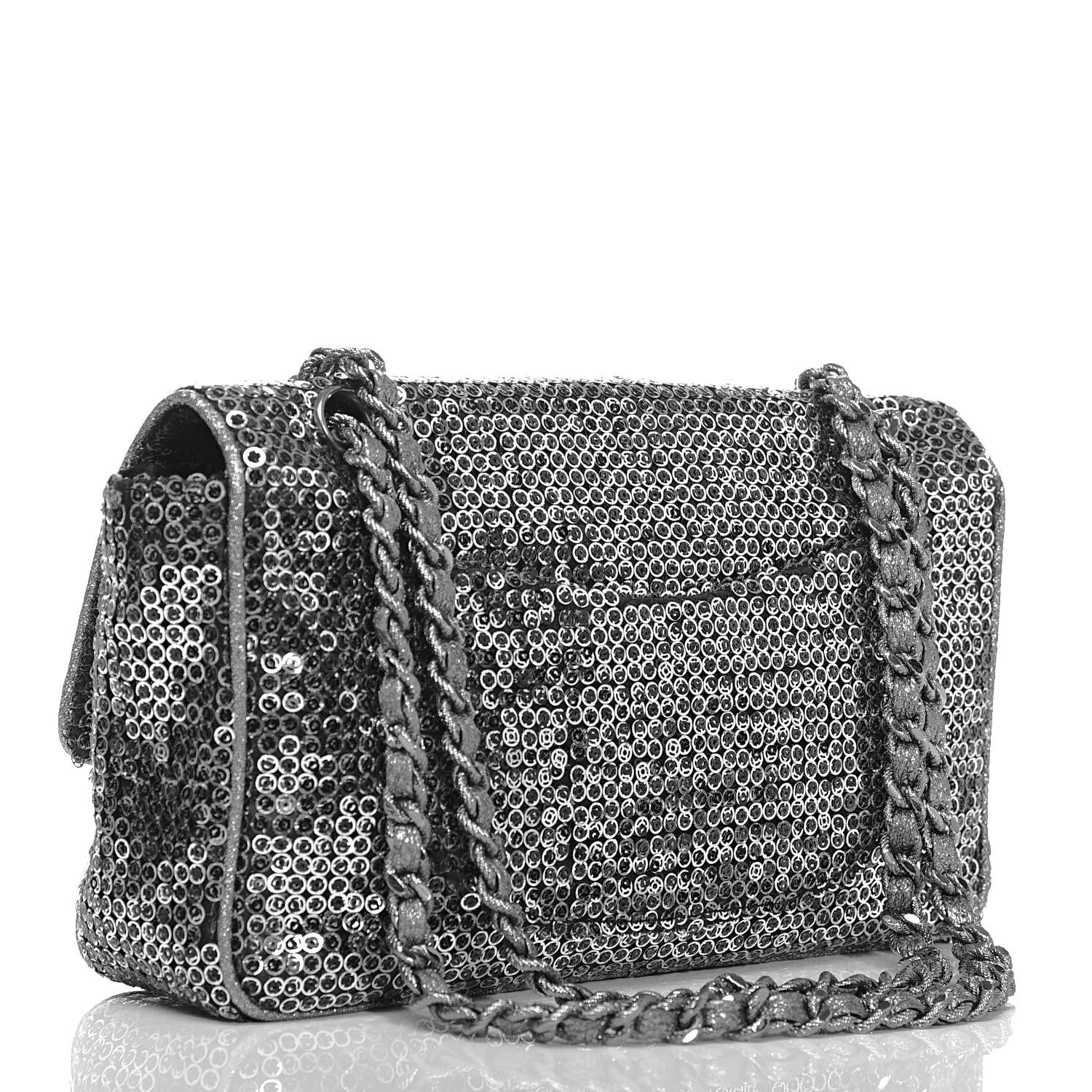 Chanel Sequin East West Flap Dark Silver 3 of 10