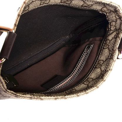 Gucci GG Supreme Monogram Selleria Calfskin Small Flat Messenger Bag Beige Ebony Cocoa Dark Chocolate 5 of 7