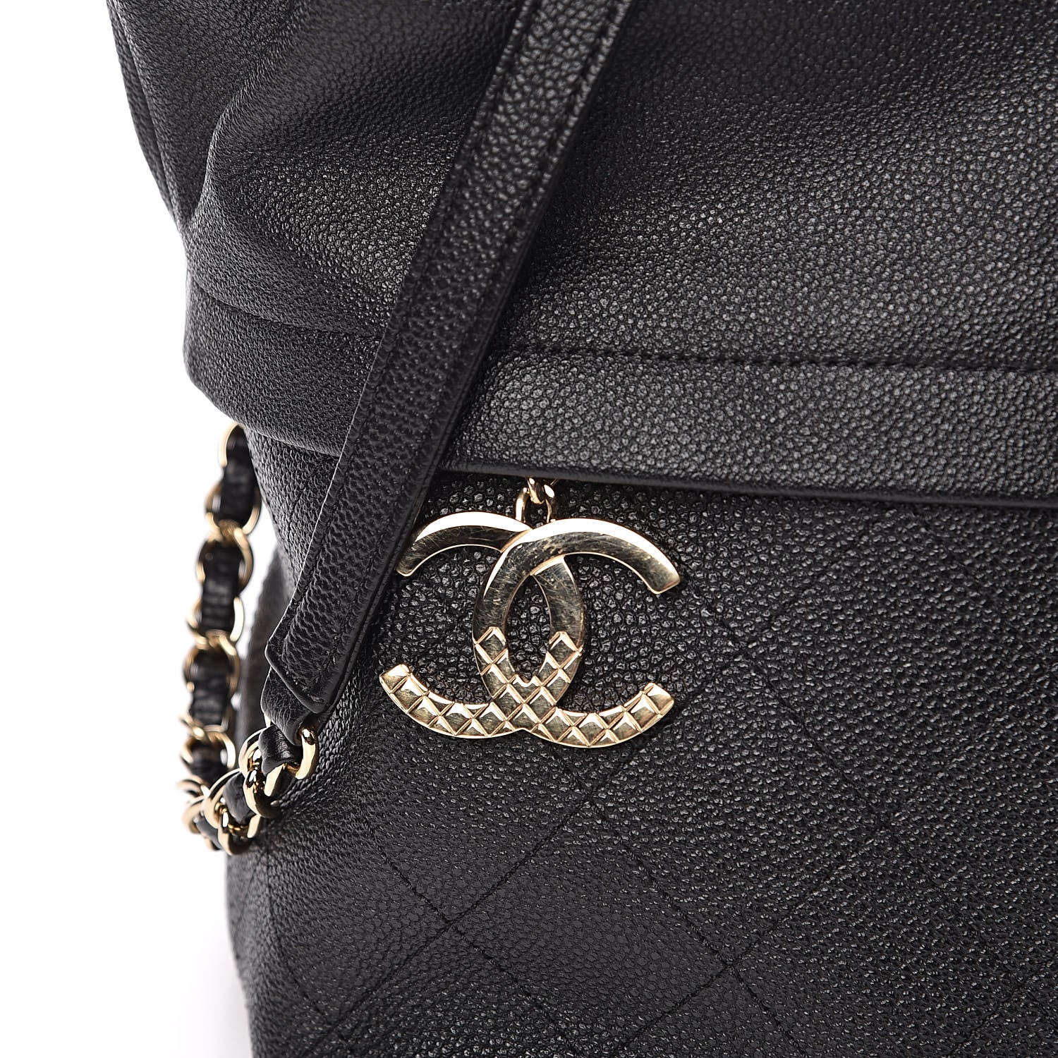 Chanel Crumpled Grained Calfskin Zip and Carry Shopping Tote Black 10 of 14