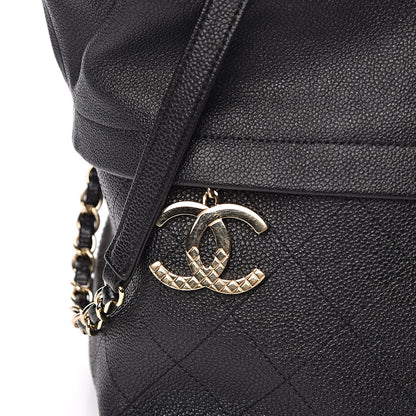 Chanel Crumpled Grained Calfskin Zip and Carry Shopping Tote Black 10 of 14