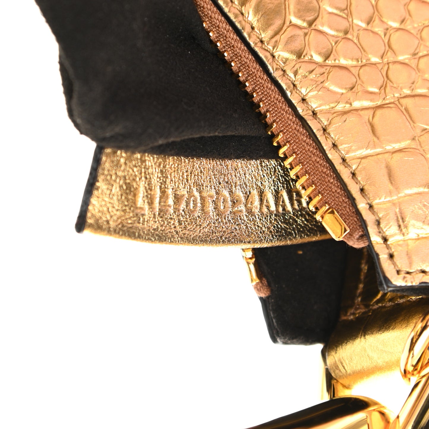 Metallic Calfskin Crocodile Embossed Mini Bianca Hobo Gold